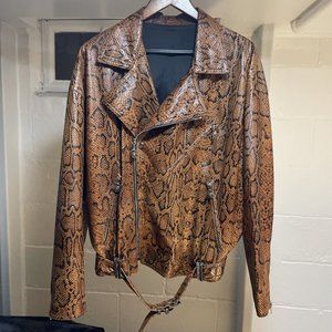 Gianni Versace 1994 CRAZY RARE Python Print Leather Biker Jacket